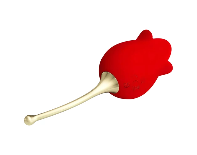 Pretty Love Rose Lover - nyelves 2in1 csikló vibrátor (piros)