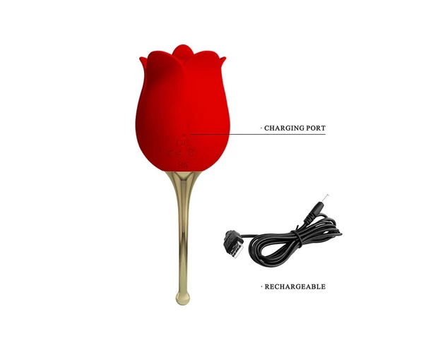 Pretty Love Rose Lover - nyelves 2in1 csiklóvibrátor (piros)