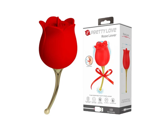 Pretty Love Rose Lover - nyelves 2in1 csikló vibrátor (piros)