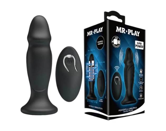 MR. PLAY - akkus, rádiós anál vibrátor (fekete)