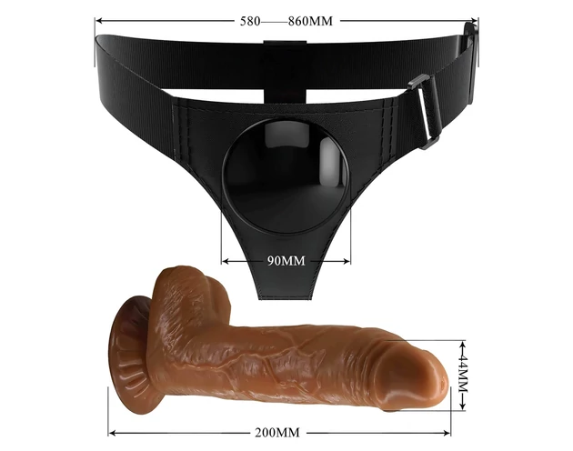 Pretty Love Harness - univerzális alsó dildóval - 17 cm (fekete)