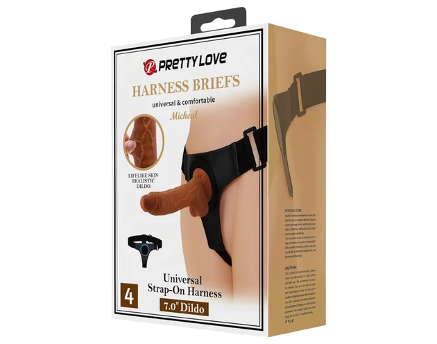 Pretty Love Harness - univerzális alsó dildóval - 17 cm (fekete)