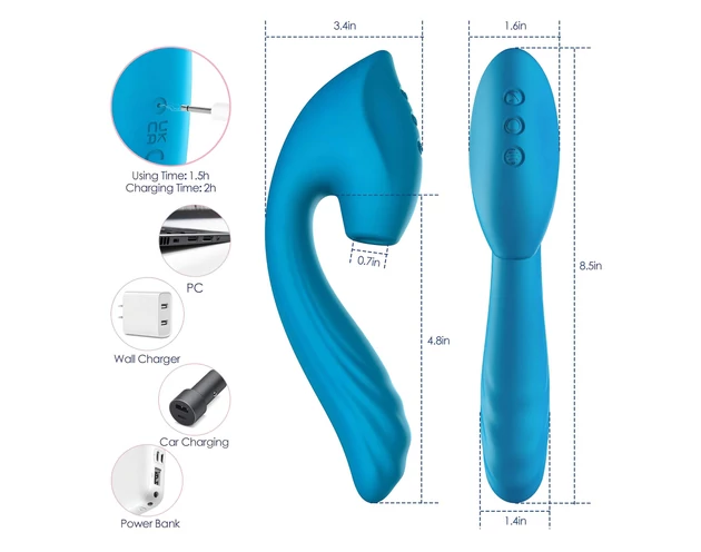 Vibeconnect - vízálló G-pont vibrátor és csiklóizgató (kék)