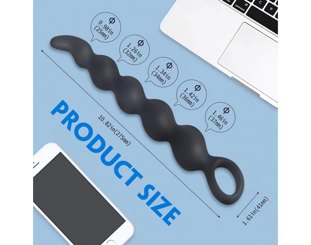 Sex HD Steven - gyöngyös anál dildó (fekete)