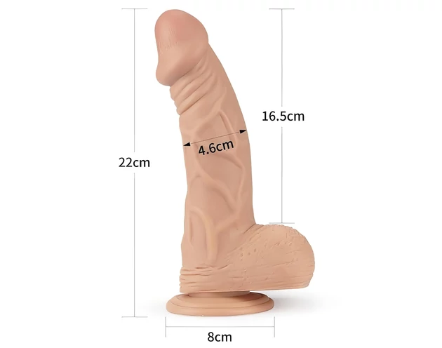 Lovetoy Real Extreme - tapadókorongos dildó - 23cm (natúr)