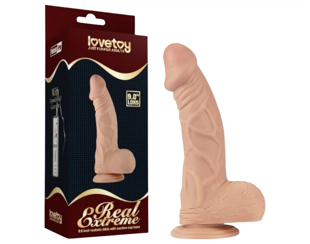 Lovetoy Real Extreme - tapadókorongos dildó - 23cm (natúr)