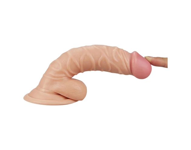Lovetoy Real Extreme - tapadókorongos, herés G-pont dildó - 19cm (natúr)