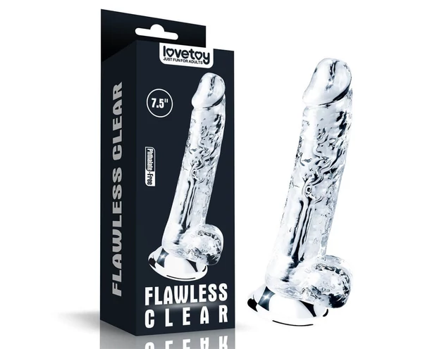 Lovetoy Flawless Clear - tapadókorongos dildó - 19cm (átlátszó)