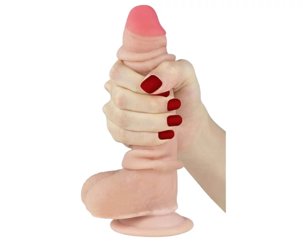 Lovetoy Sliding-Skin - kétrétegű dildó - 18cm (natúr)