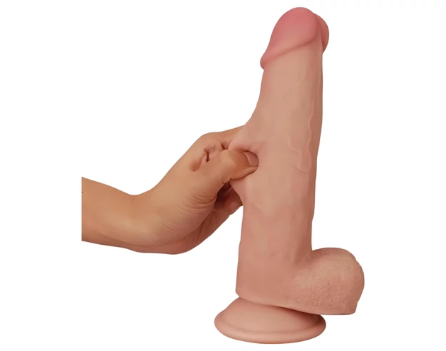 Lovetoy Sliding-Skin - kétrétegű dildó - 21cm (natúr)