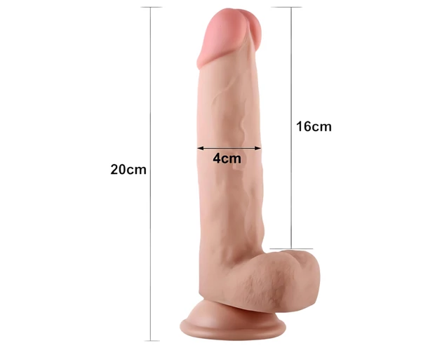 Lovetoy Sliding-Skin - kétrétegű dildó - 21cm (natúr)