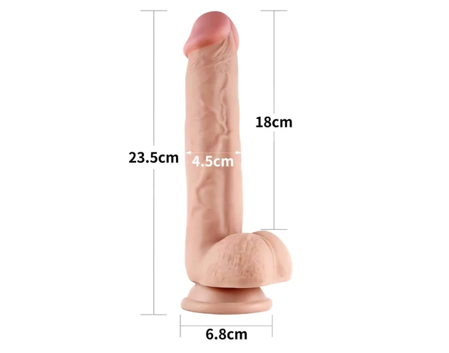Lovetoy Sliding-Skin - kétrétegű dildó - 23cm (natúr)