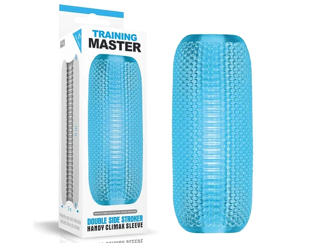 Lovetoy Training Master - 2 oldalas bordázott maszturbátor (kék)