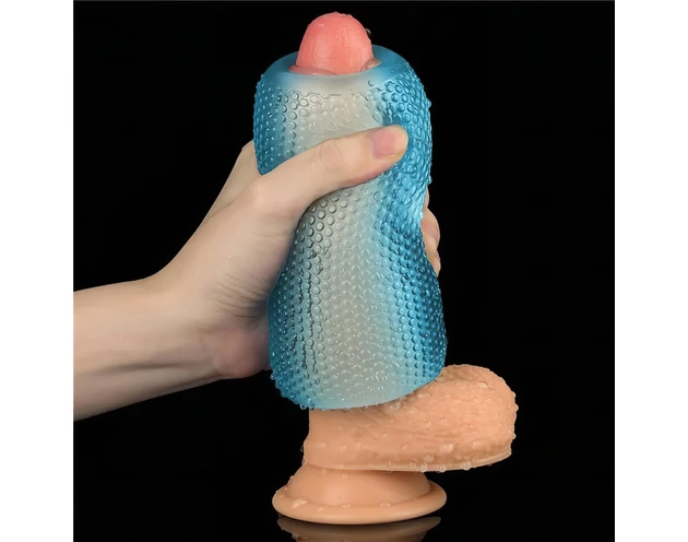 Lovetoy Training Master - 2 oldalas bordázott maszturbátor (kék)