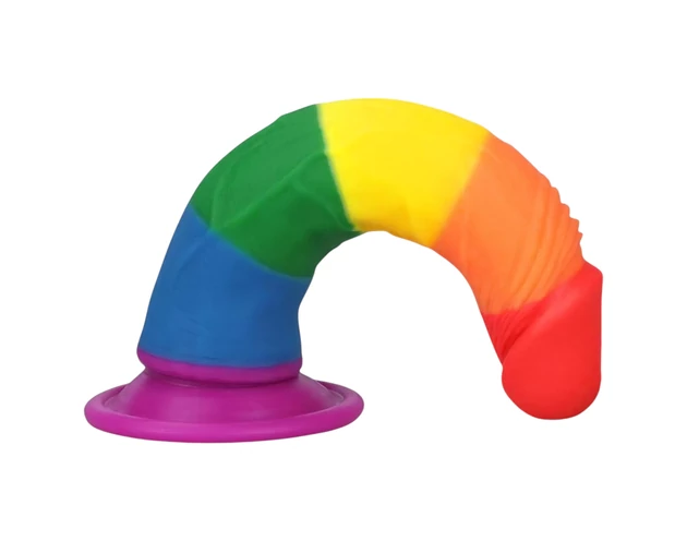 Lovetoy Prider - élethű dildó - 19cm (szivárvány)