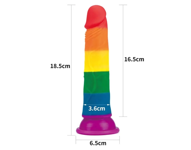 Lovetoy Prider - élethű dildó - 19cm (szivárvány)