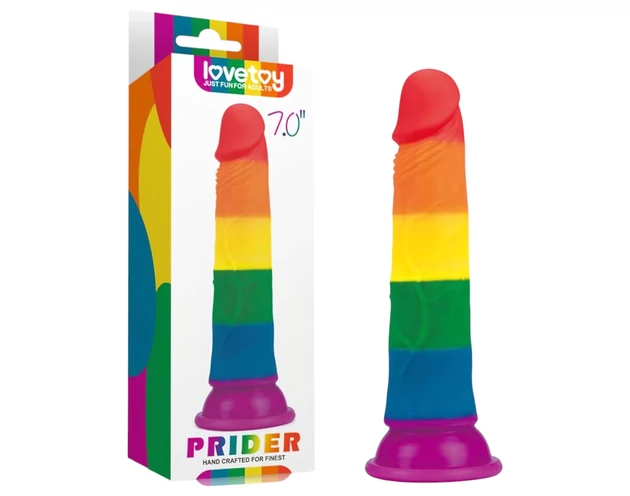 Lovetoy Prider - élethű dildó - 19cm (szivárvány)