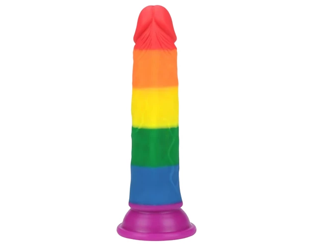 Lovetoy Prider - élethű dildó - 19cm (szivárvány)