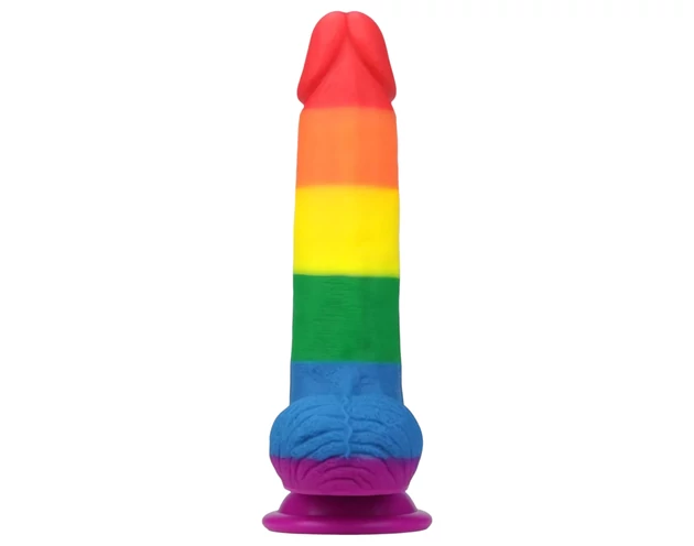 Lovetoy Prider - élethű herés dildó - 20cm (szivárvány)