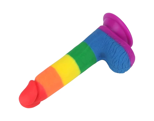 Lovetoy Prider - élethű herés dildó - 20cm (szivárvány)