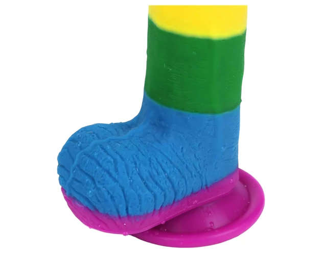 Lovetoy Prider - élethű herés dildó - 20cm (szivárvány)