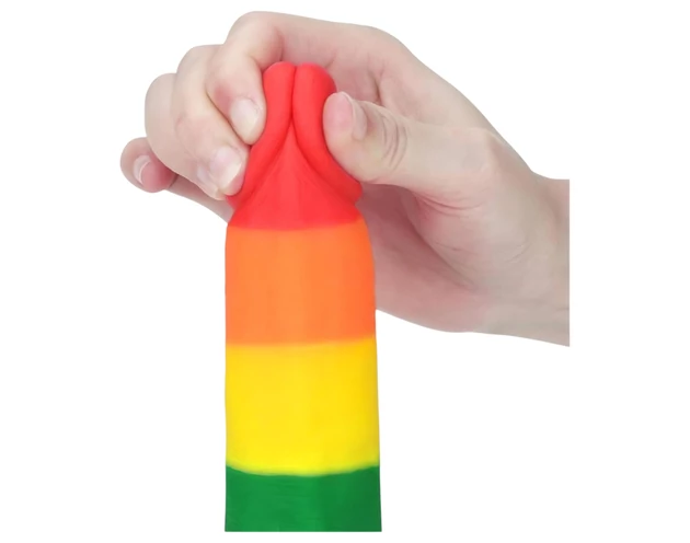 Lovetoy Prider - élethű herés dildó - 20cm (szivárvány)