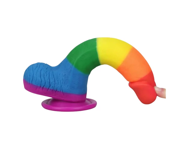 Lovetoy Prider - élethű herés dildó - 20cm (szivárvány)