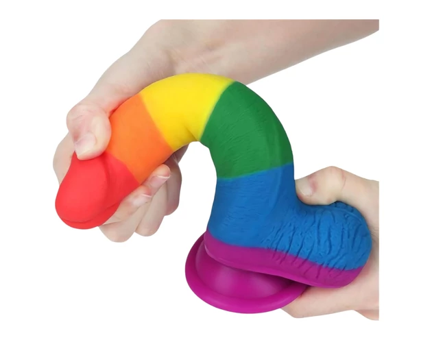 Lovetoy Prider - élethű herés dildó - 20cm (szivárvány)