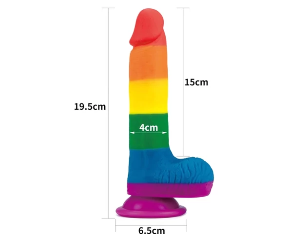 Lovetoy Prider - élethű herés dildó - 20cm (szivárvány)