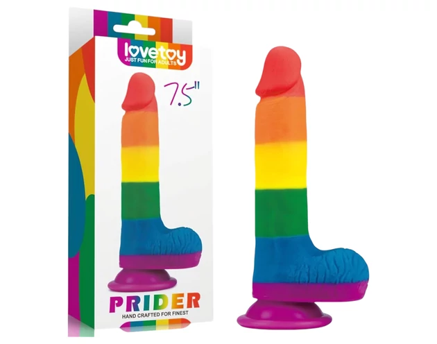 Lovetoy Prider - élethű herés dildó - 20cm (szivárvány)