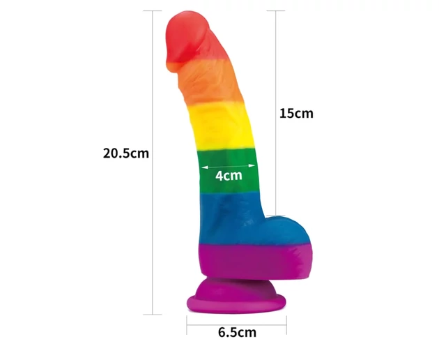 Lovetoy Prider - élethű szilikon dildó - 19cm (szivárvány)