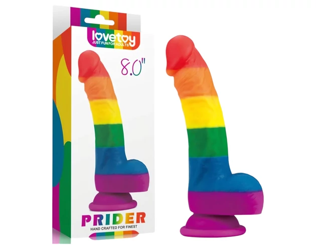 Lovetoy Prider - élethű szilikon dildó - 19cm (szivárvány)