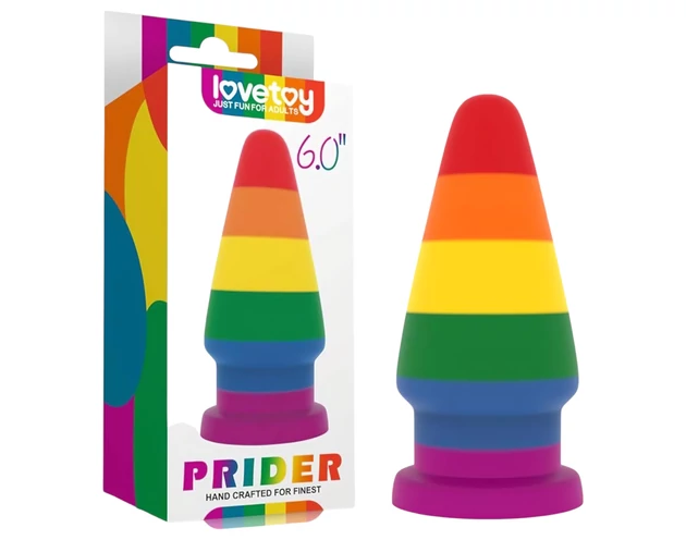 Lovetoy Prider - anál tágító plug - 15cm (szivárvány)