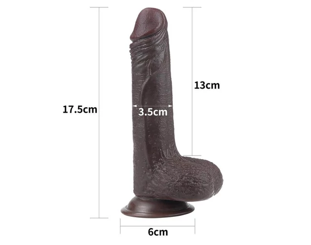 Lovetoy Sliding-Skin - kétrétegű dildó - 18cm (barna)