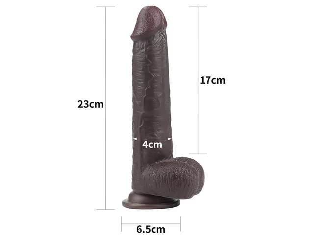 Lovetoy Sliding-Skin - kétrétegű dildó - 23cm (barna)