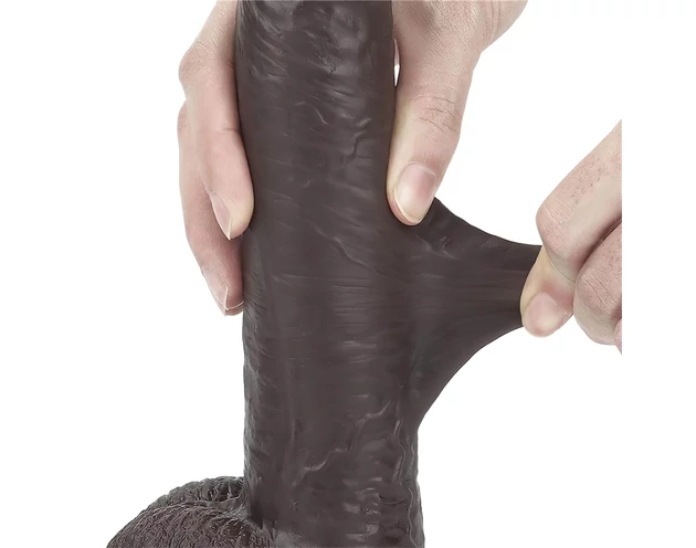 Lovetoy Sliding-Skin - kétrétegű dildó - 23cm (barna)