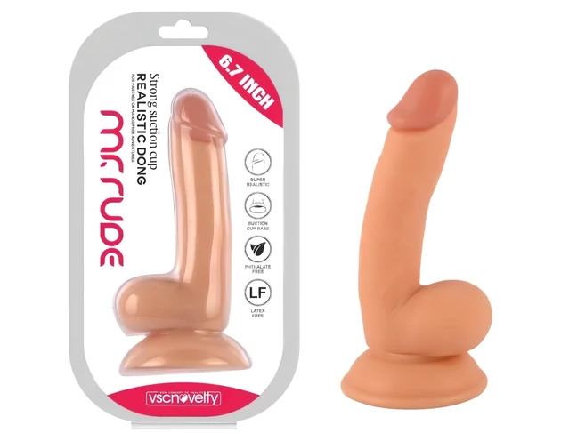 Mr. Rude - tapadókorongos, herés élethű dildó - 18cm (natúr)