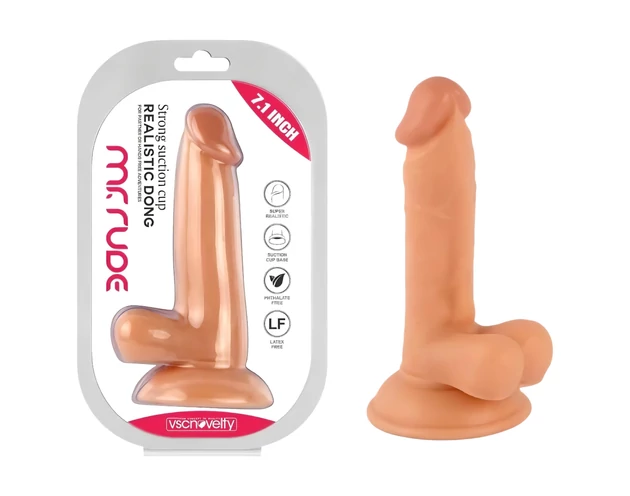 Mr. Rude - tapadókorongos, herés élethű dildó - 17cm (natúr)