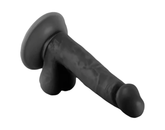 Mr. Rude - tapadókorongos, herés élethű dildó - 17cm (fekete)