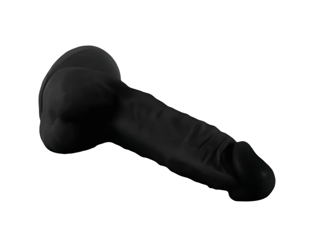 Mr. Rude - tapadókorongos, herés élethű dildó - 19cm (fekete)