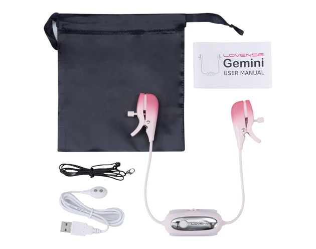 LOVENSE Gemini - okos, vibrációs mellbimbó csipesz (pink)