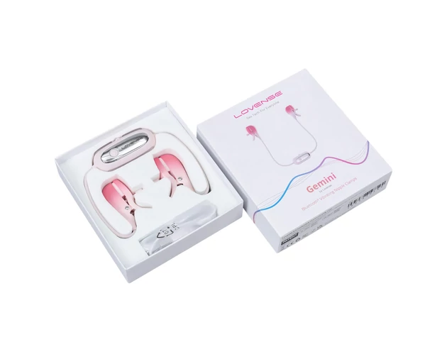LOVENSE Gemini - okos, vibrációs mellbimbó csipesz (pink)