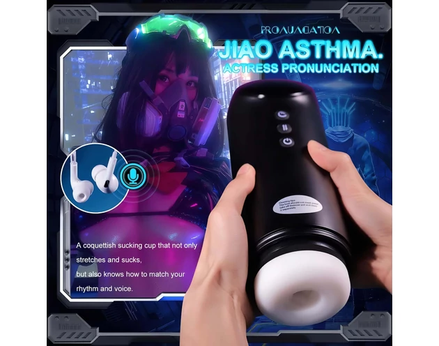 Leopard - fel-le mozgó, szívó-vibráló maszturbátor (fekete)