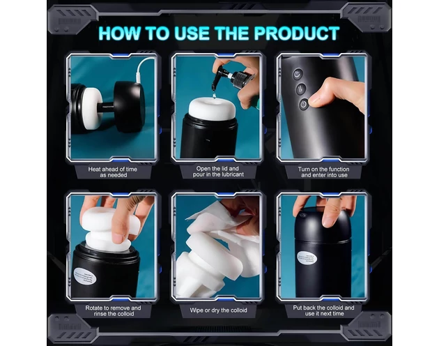 Leopard - fel-le mozgó, szívó-vibráló maszturbátor (fekete)