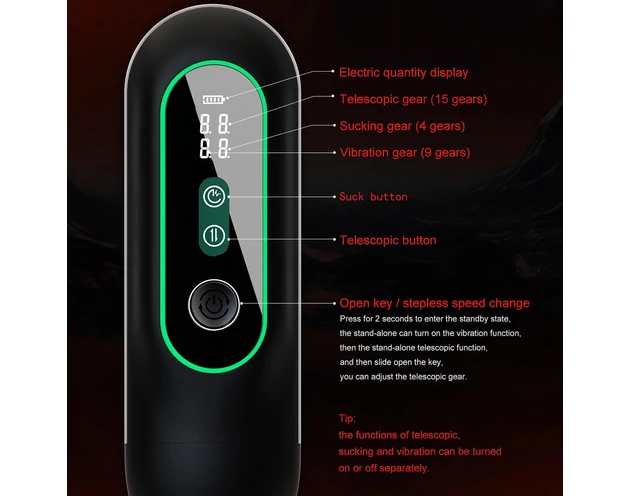 Leopard - vibráló fel-le mozgó maszturbátor (fekete)