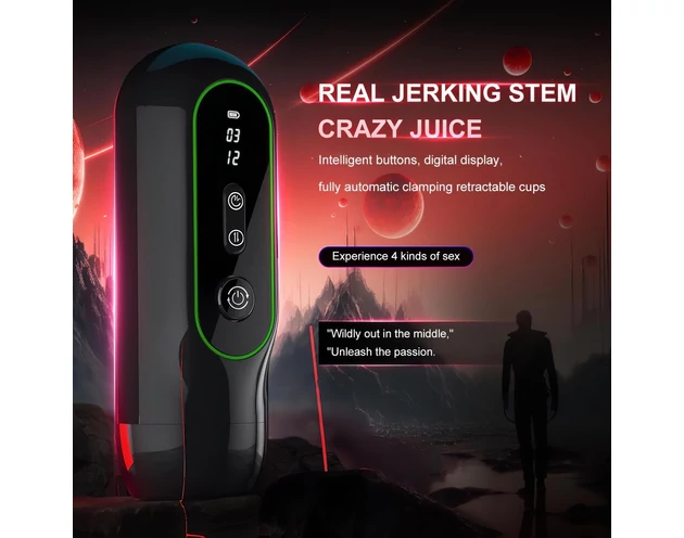 Leopard - vibráló fel-le mozgó maszturbátor (fekete)