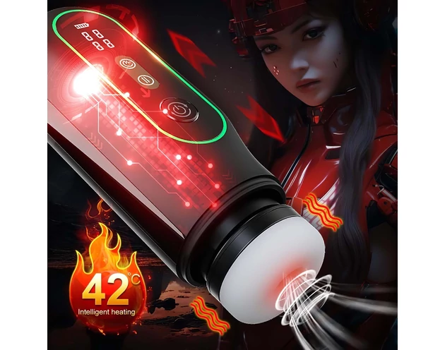 Leopard - vibráló fel-le mozgó maszturbátor (fekete)