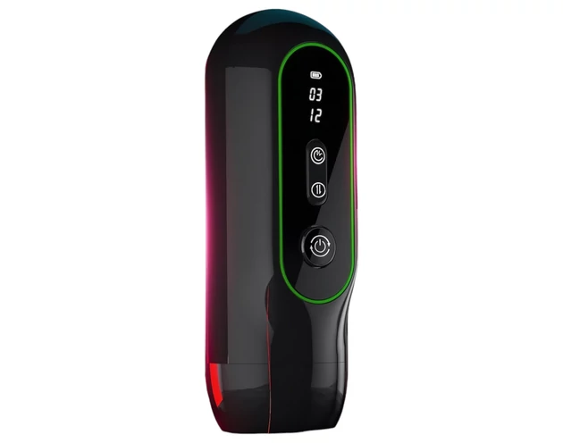 Leopard - vibráló fel-le mozgó maszturbátor (fekete)