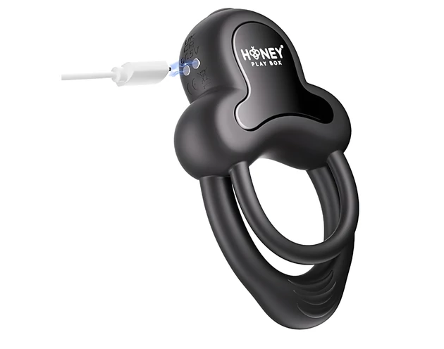 Honey Play Box Anello - okos vibrációs pénisz- és heregyűrű (fekete)