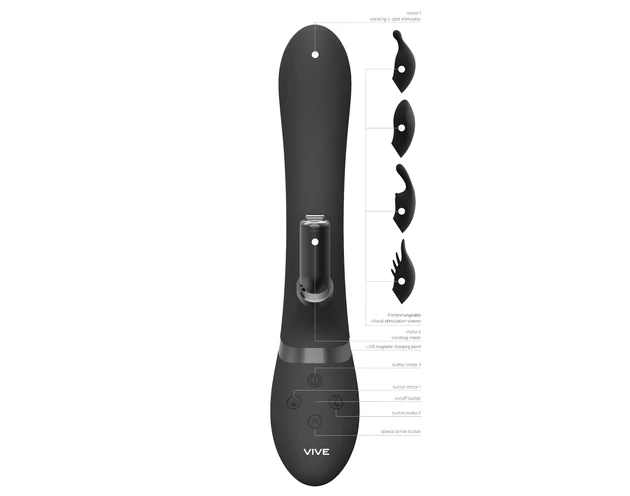 Vive Chou - 4in1 csiklókaros vibrátor (fekete)